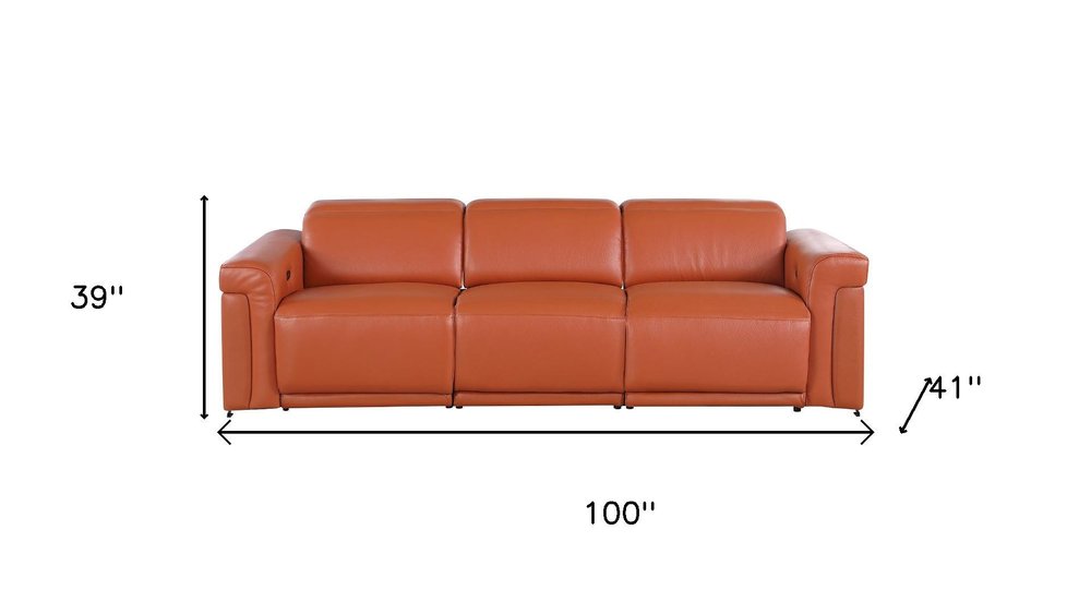 Three Piece Camel Italian Leather Six Person Seating Set — view 21