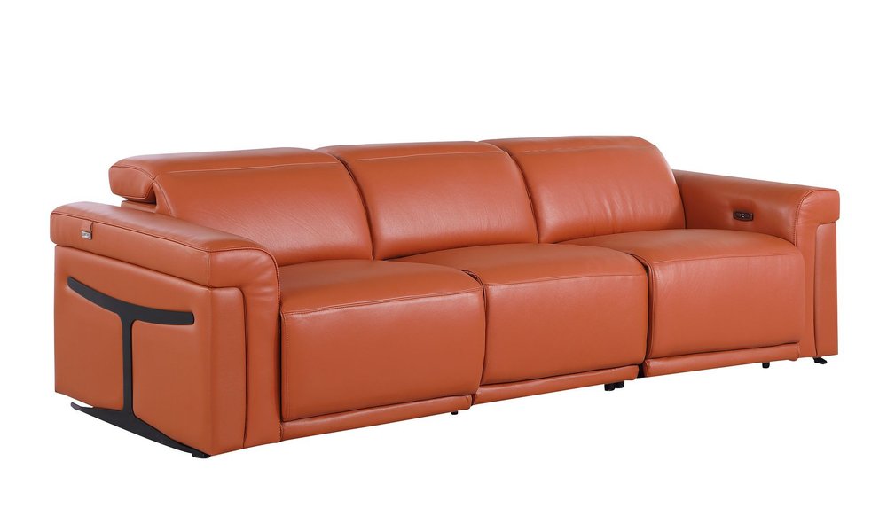 Three Piece Camel Italian Leather Six Person Seating Set — view 5
