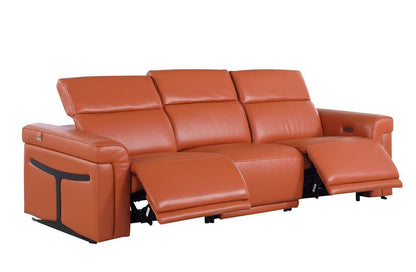Three Piece Camel Italian Leather Six Person Seating Set