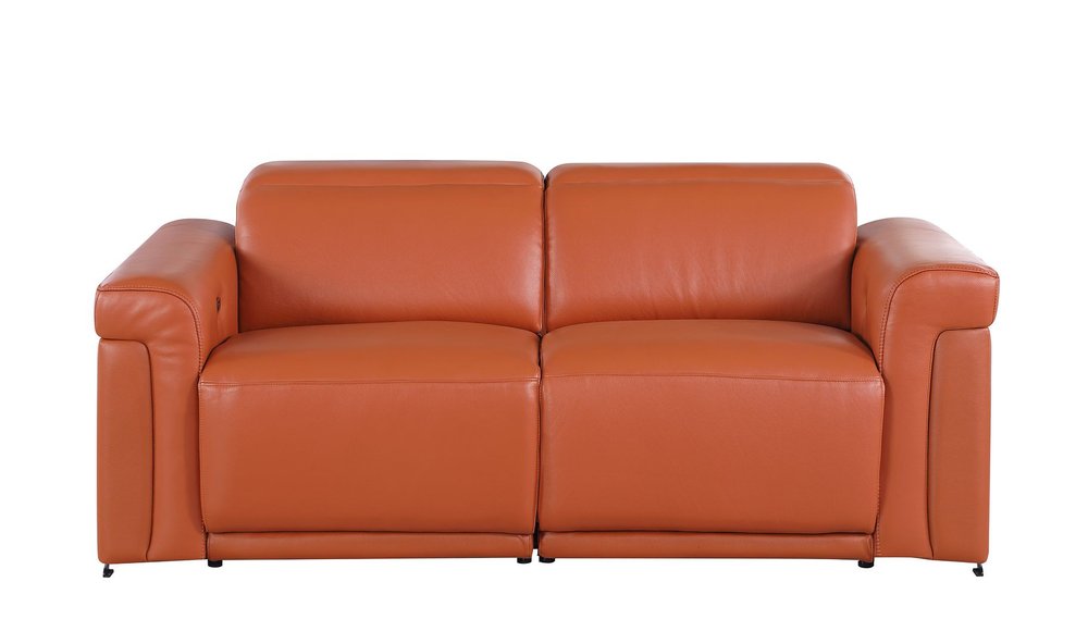 Three Piece Camel Italian Leather Six Person Seating Set — view 7