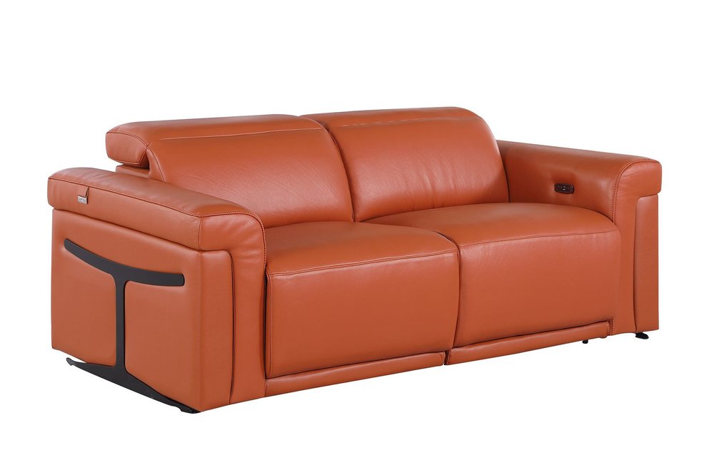 Three Piece Camel Italian Leather Six Person Seating Set — view 18
