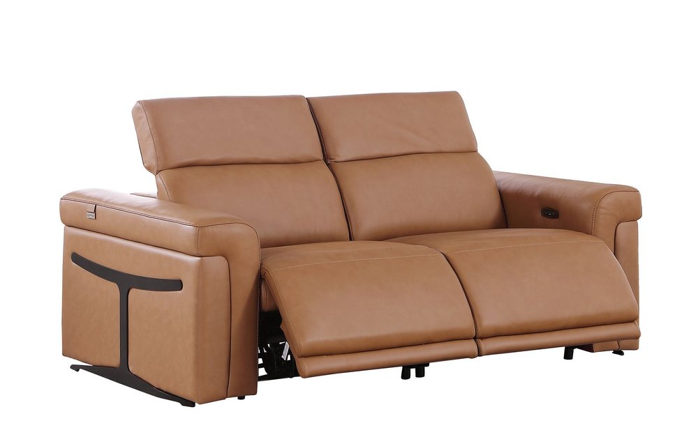 Three Piece Chestnut Italian Leather Six Person Seating Set — view 6
