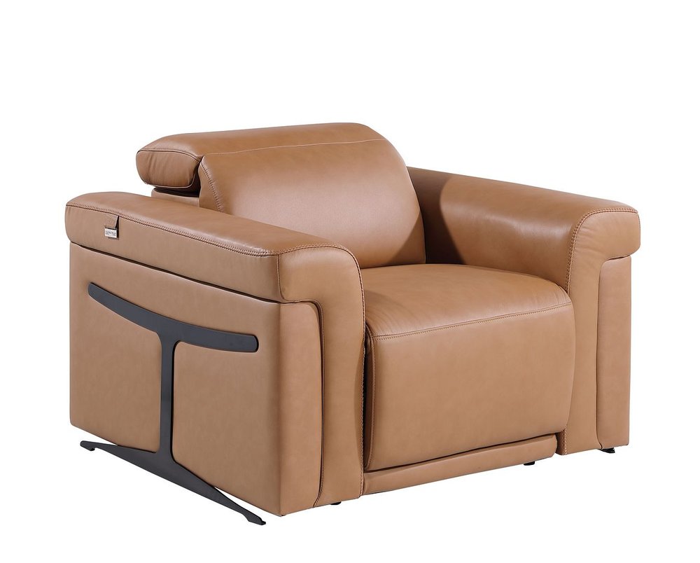 Three Piece Chestnut Italian Leather Six Person Seating Set — view 7