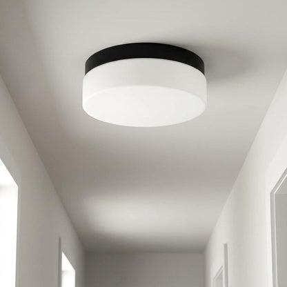 11" Black Metal And Glass Flush Mount Ceiling Light HomeRoots