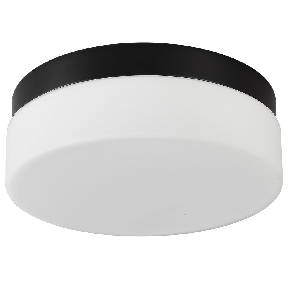 11" Black Metal And Glass Flush Mount Ceiling Light — view 4