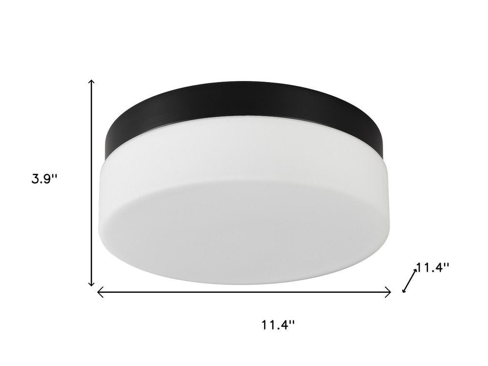 11" Black Metal And Glass Flush Mount Ceiling Light — view 8