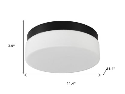11" Black Metal And Glass Flush Mount Ceiling Light HomeRoots