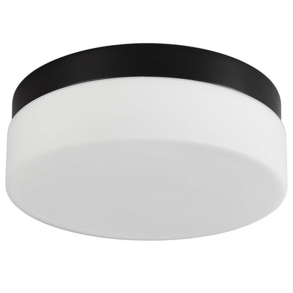 11" Black Metal And Glass Flush Mount Ceiling Light HomeRoots