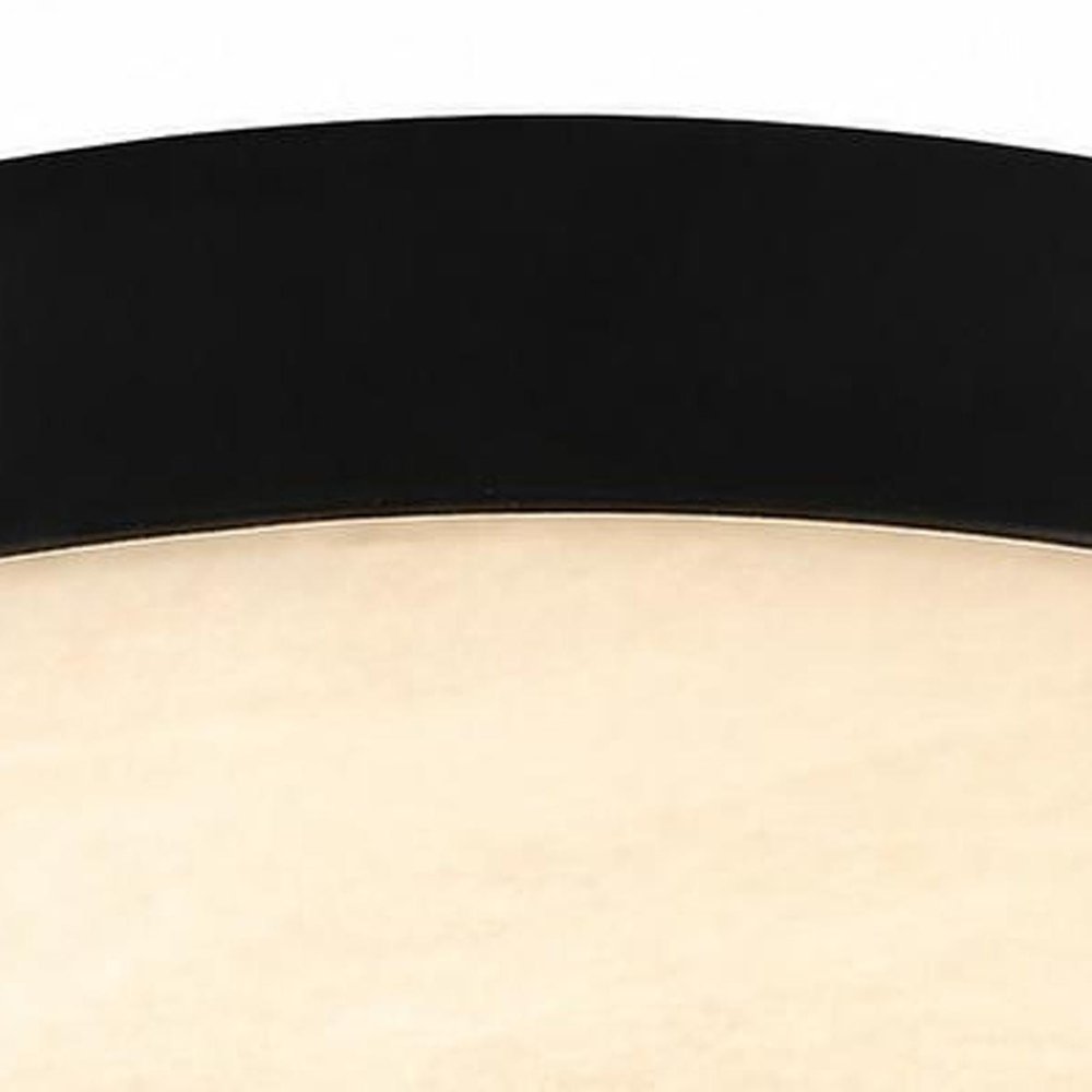 11" Black Metal And Frosted Glass Flush Mount Ceiling Light HomeRoots