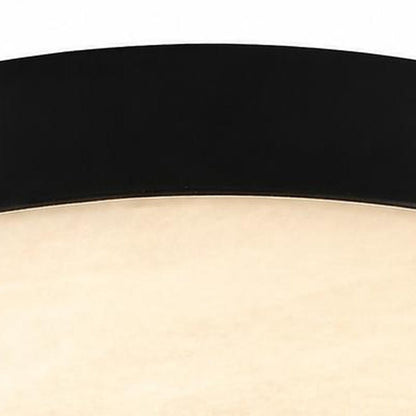 11" Black Metal And Frosted Glass Flush Mount Ceiling Light HomeRoots