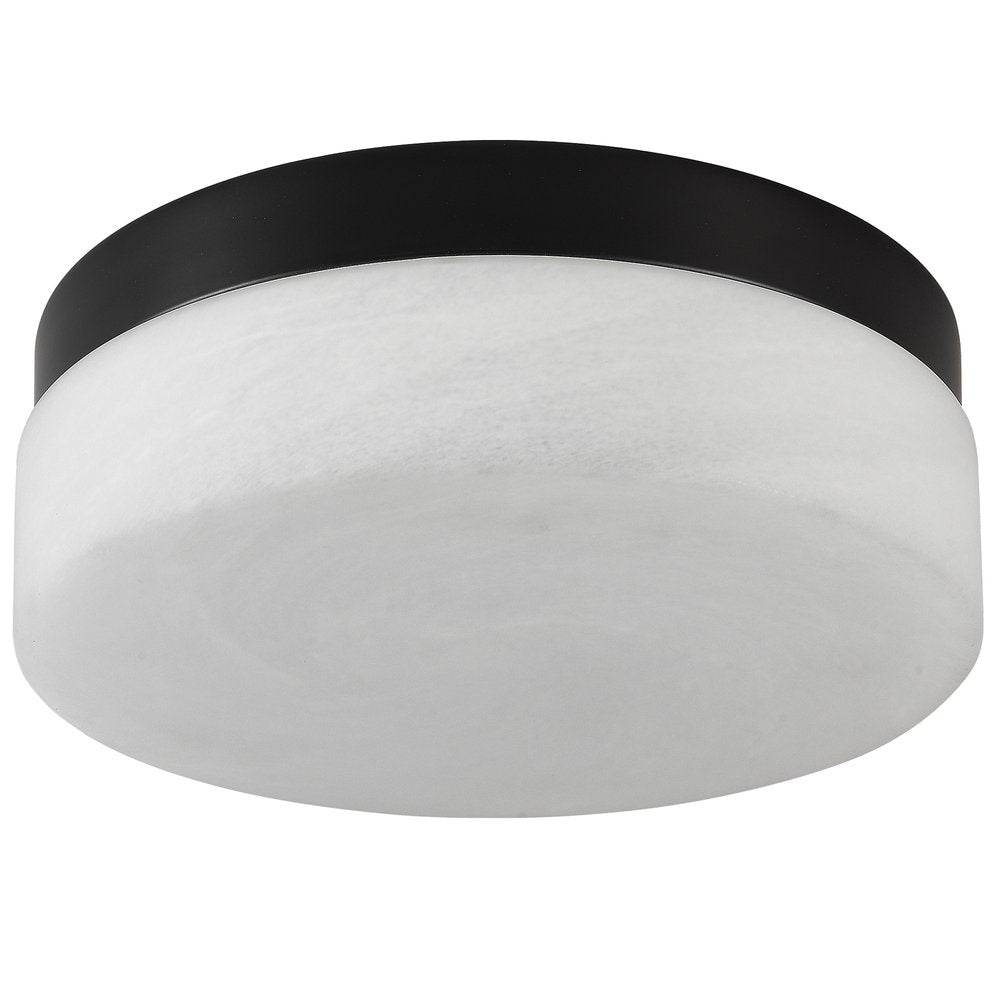 11" Black Metal And Frosted Glass Flush Mount Ceiling Light HomeRoots