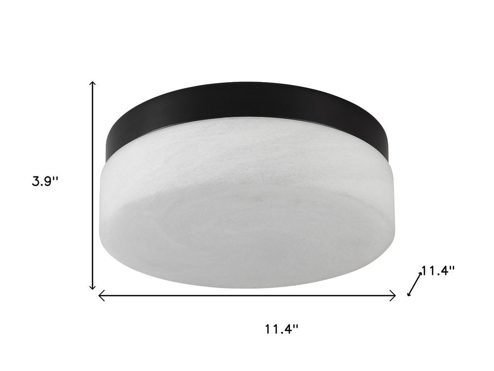 11" Black Metal And Frosted Glass Flush Mount Ceiling Light — view 8