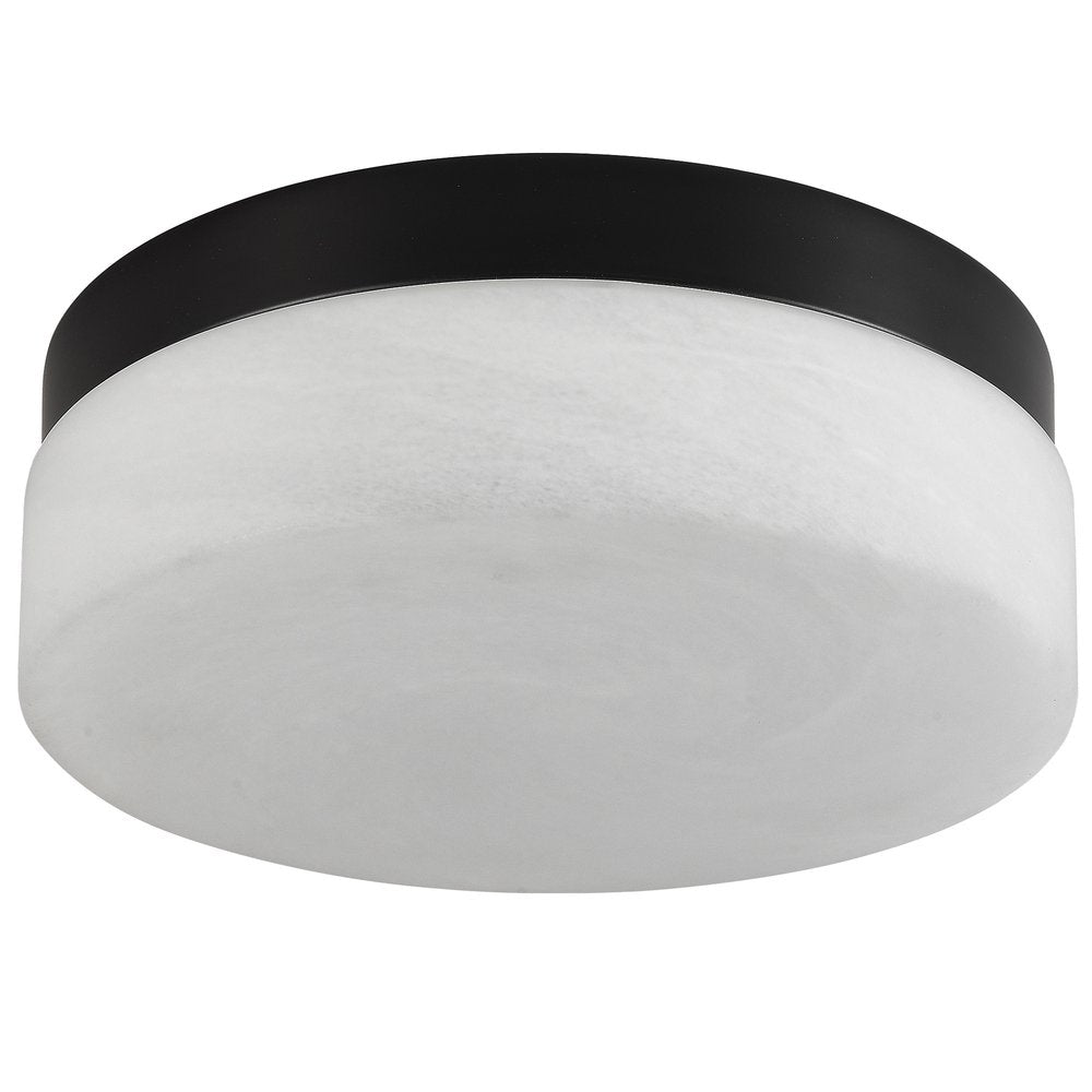 11" Black Metal And Frosted Glass Flush Mount Ceiling Light — view 5
