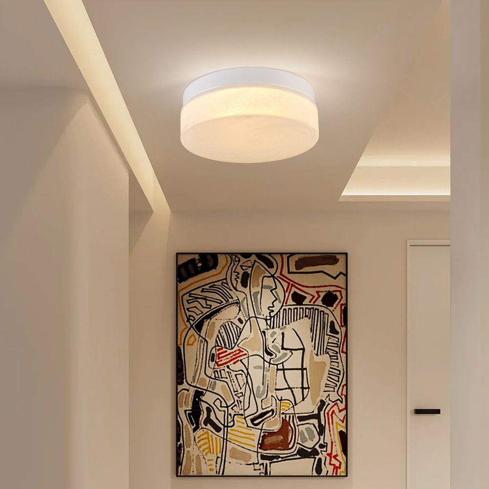 11" Black Metal And Frosted Glass Flush Mount Ceiling Light — view 20