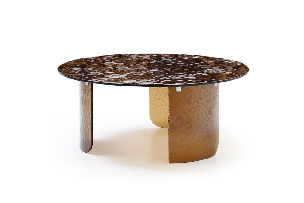 35" Bronze Glass Round Coffee Table HomeRoots