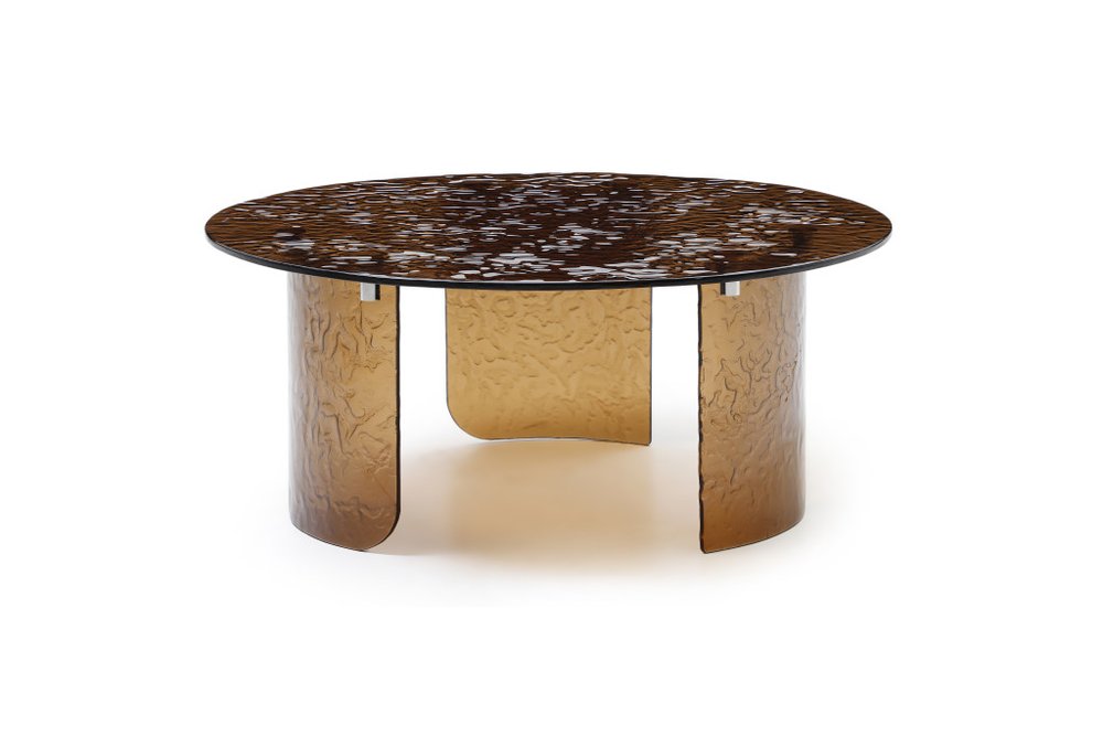 35" Bronze Glass Round Coffee Table HomeRoots