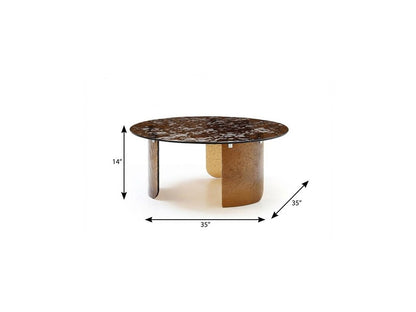 35" Bronze Glass Round Coffee Table HomeRoots