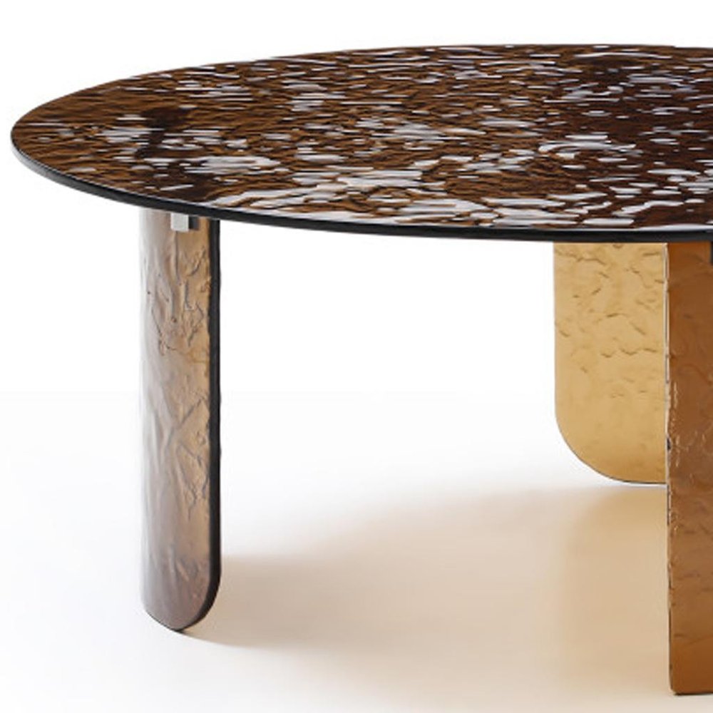 35" Bronze Glass Round Coffee Table — view 4