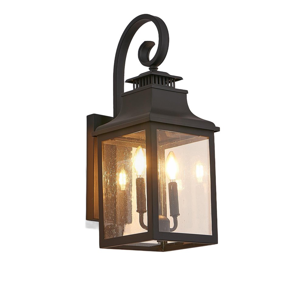 Black Two Light Transparent Outdoor Hanging Lights With Clear Shades HomeRoots