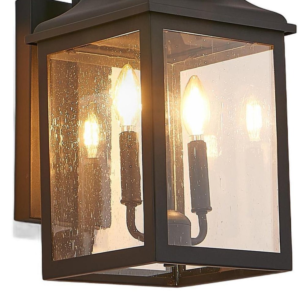 Black Two Light Transparent Outdoor Hanging Lights With Clear Shades HomeRoots