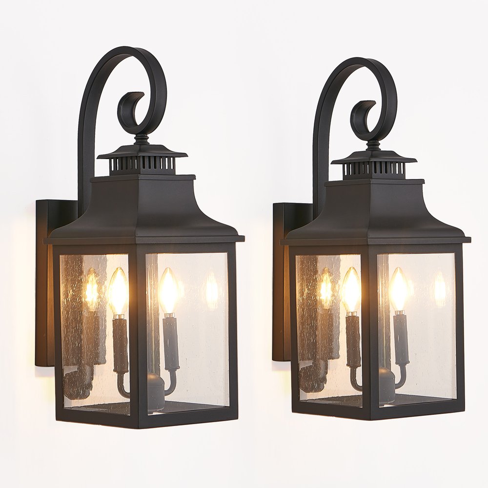 Black Two Light Transparent Outdoor Hanging Lights With Clear Shades HomeRoots