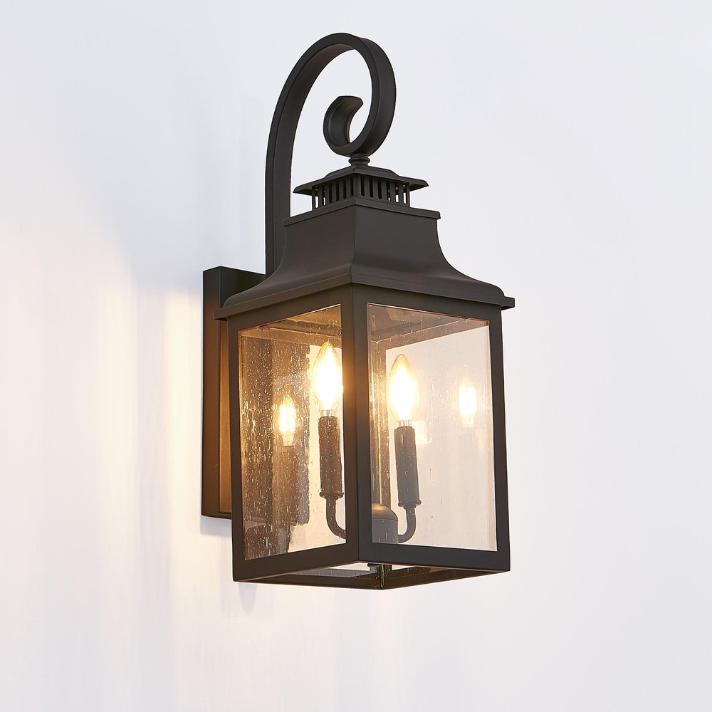 Black Two Light Transparent Outdoor Hanging Lights With Clear Shades — view 4