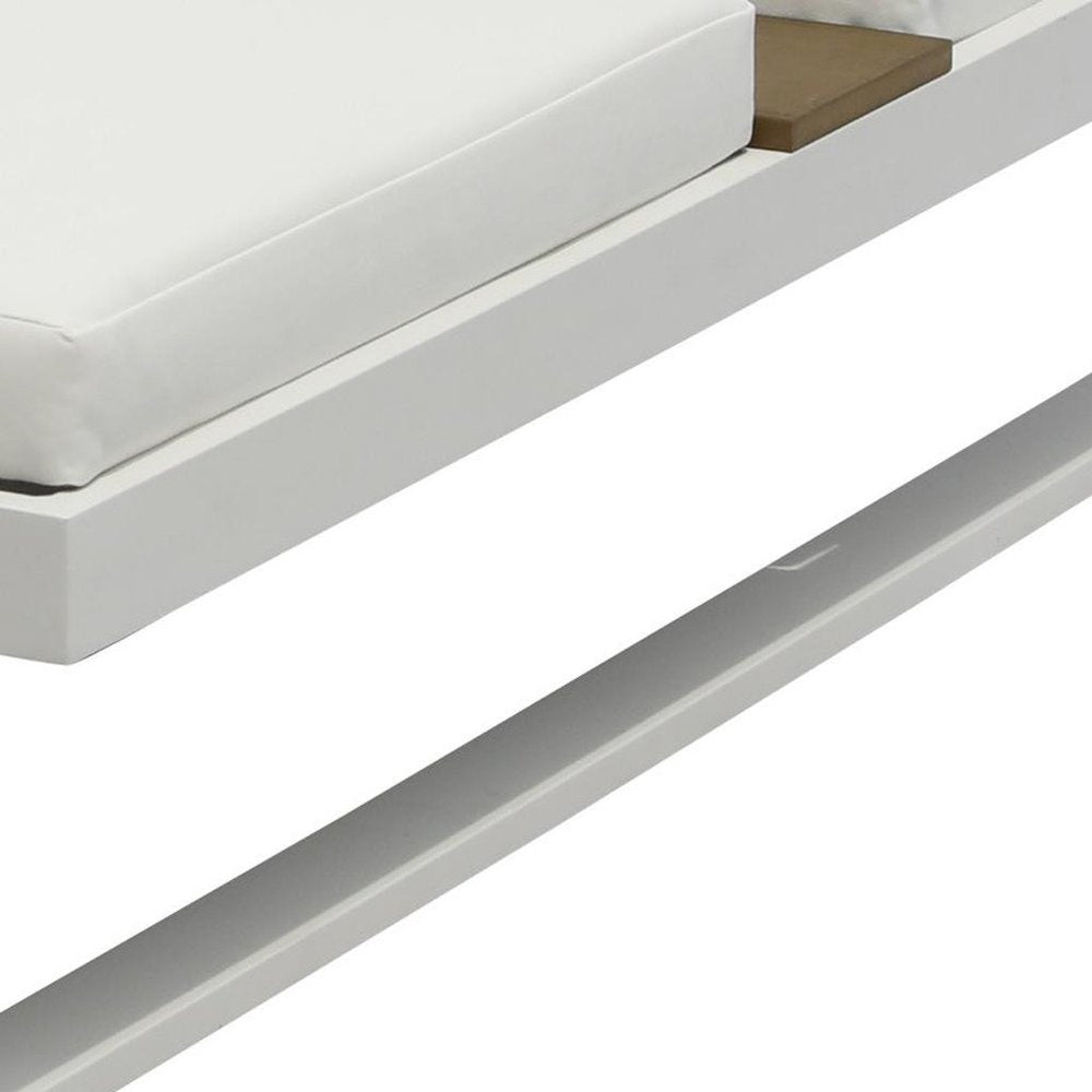 Set of Two White Aluminum Four Position Adjustable Outdoor Chaise Lounges with White Cushion HomeRoots