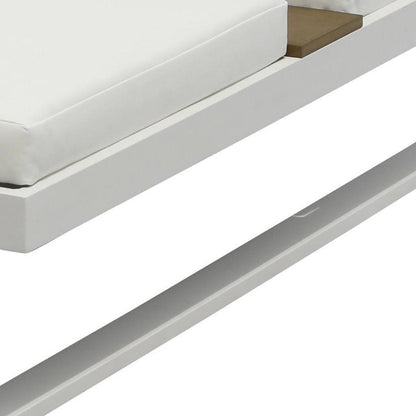 Set of Two White Aluminum Four Position Adjustable Outdoor Chaise Lounges with White Cushion HomeRoots