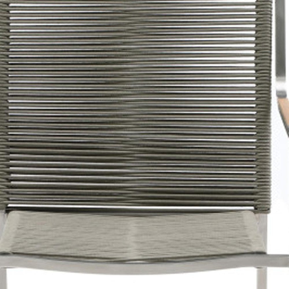 Set of Four Light Brown And Silver Woven Steel Outdoor Arm Chairs — view 5