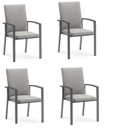 Set of Four Light Gray Aluminum Outdoor Arm Chairs HomeRoots