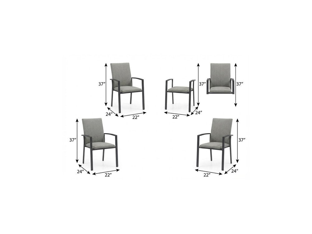 Set of Four Light Gray Aluminum Outdoor Arm Chairs HomeRoots