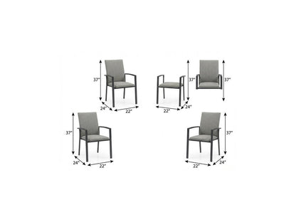 Set of Four Light Gray Aluminum Outdoor Arm Chairs HomeRoots