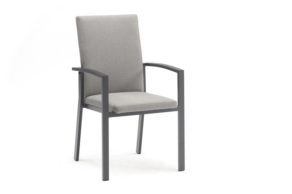 Set of Four Light Gray Aluminum Outdoor Arm Chairs HomeRoots