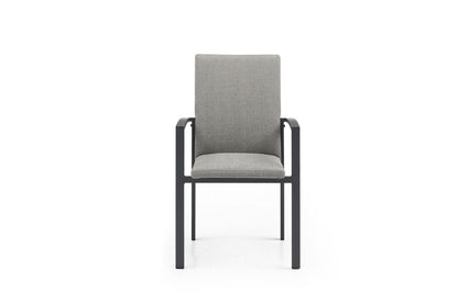 Set of Four Light Gray Aluminum Outdoor Arm Chairs HomeRoots
