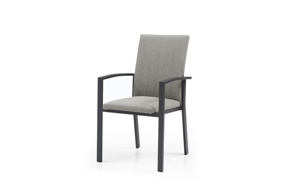 Set of Four Light Gray Aluminum Outdoor Arm Chairs HomeRoots