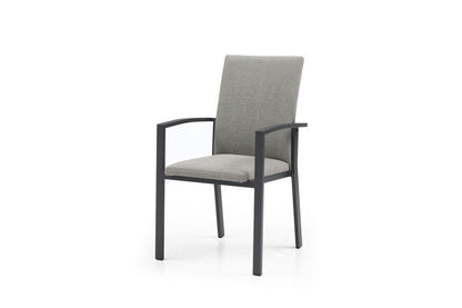 Set of Four Light Gray Aluminum Outdoor Arm Chairs HomeRoots