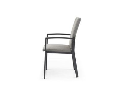 Set of Four Light Gray Aluminum Outdoor Arm Chairs HomeRoots