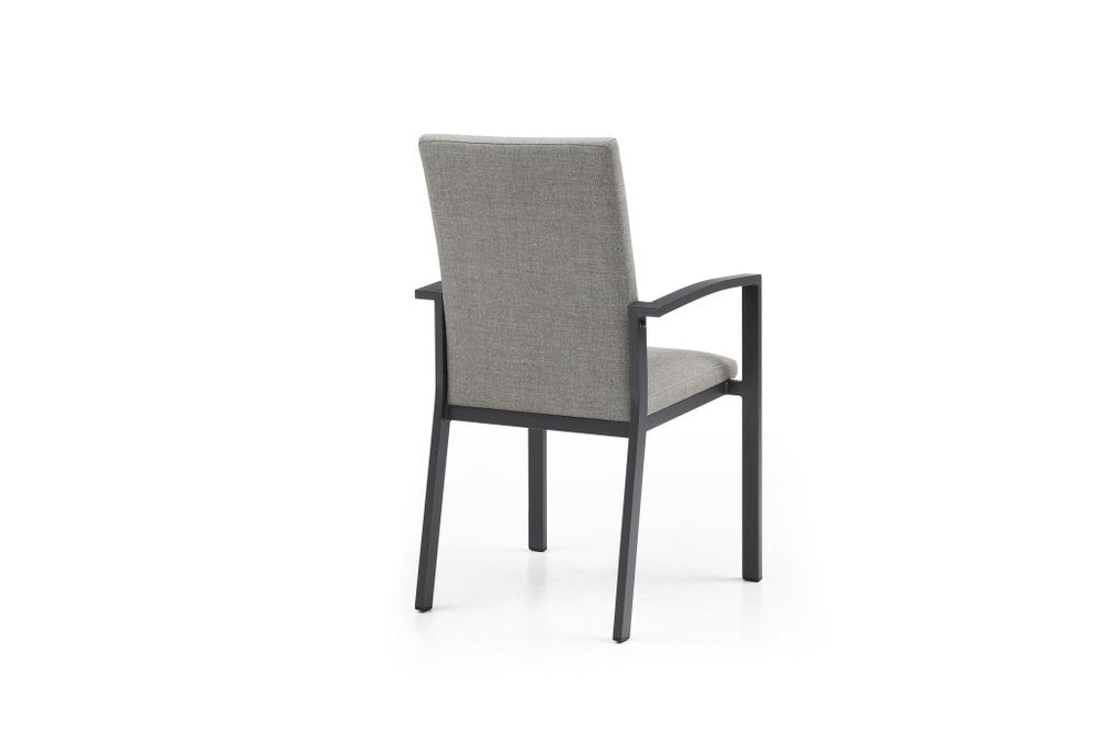 Set of Four Light Gray Aluminum Outdoor Arm Chairs — view 5