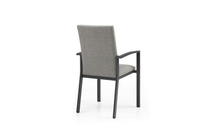 Set of Four Light Gray Aluminum Outdoor Arm Chairs HomeRoots