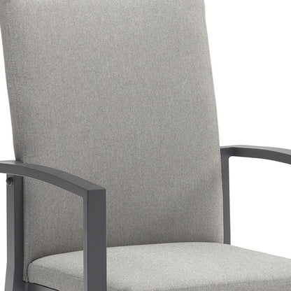 Set of Four Light Gray Aluminum Outdoor Arm Chairs HomeRoots