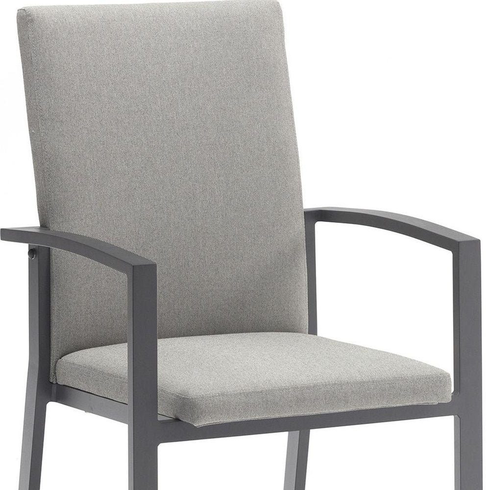 Set of Four Light Gray Aluminum Outdoor Arm Chairs — view 7