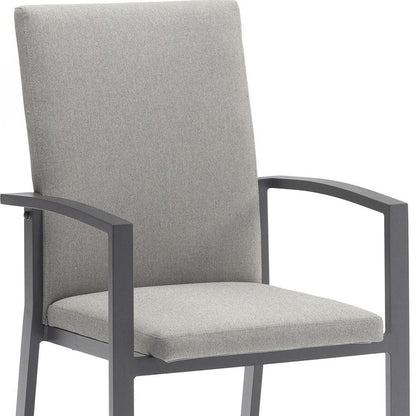 Set of Four Light Gray Aluminum Outdoor Arm Chairs HomeRoots