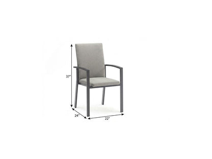 Set of Four Light Gray Aluminum Outdoor Arm Chairs HomeRoots