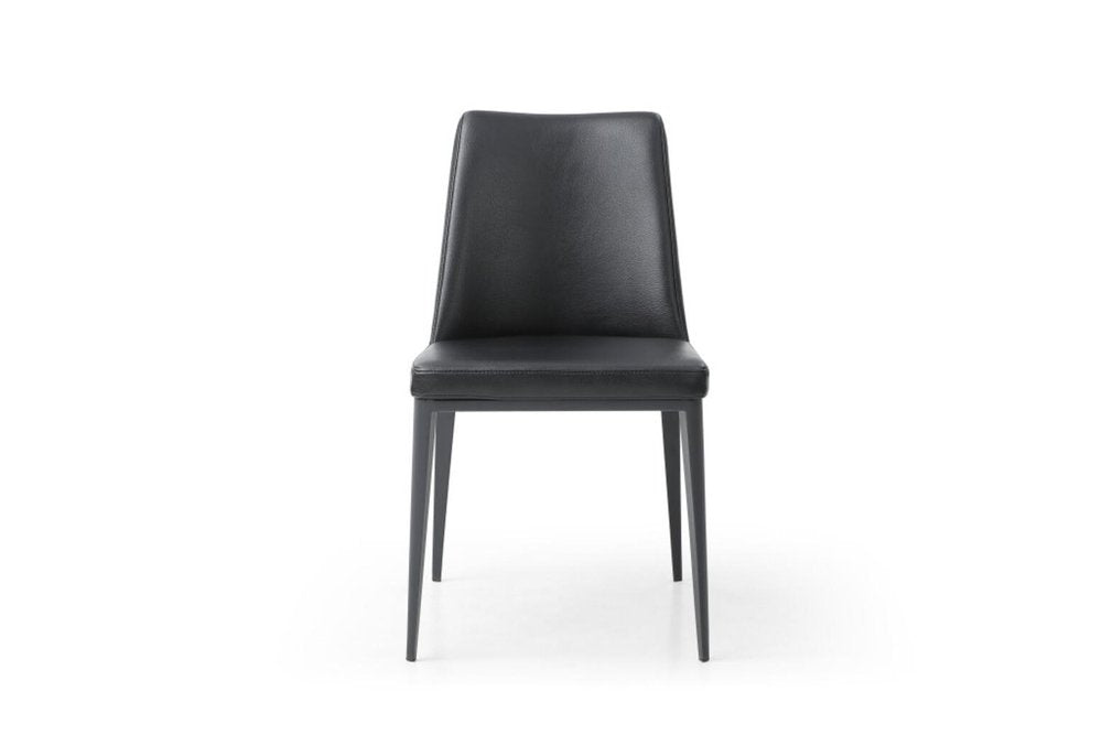 Black Faux Leather And Metal Dining Parsons Chair HomeRoots