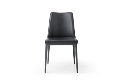 Black Faux Leather And Metal Dining Parsons Chair HomeRoots