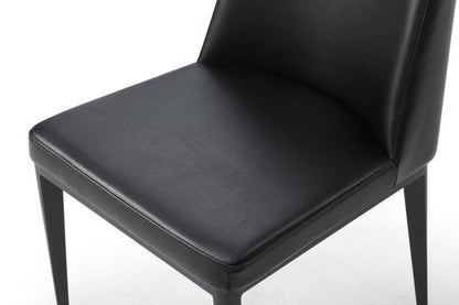 Black Faux Leather And Metal Dining Parsons Chair HomeRoots
