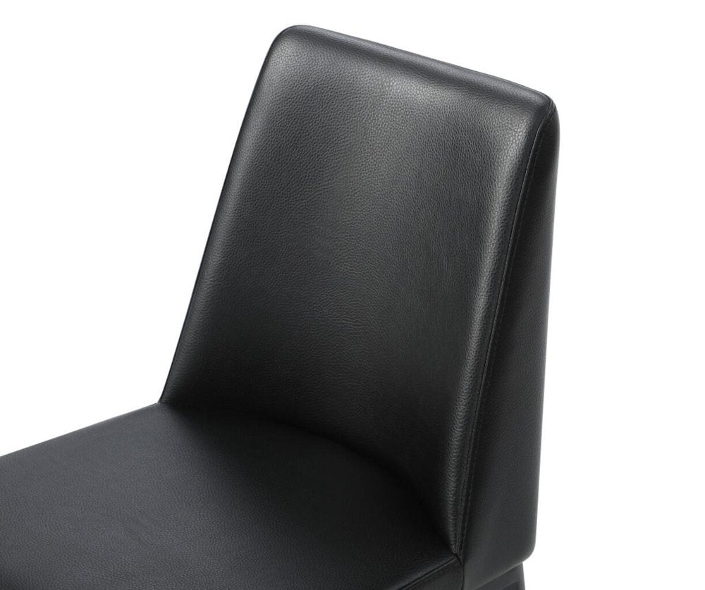 Black Faux Leather And Metal Dining Parsons Chair HomeRoots