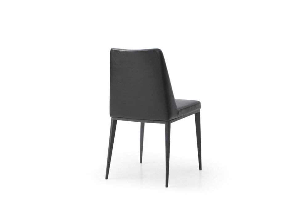 Black Faux Leather And Metal Dining Parsons Chair HomeRoots