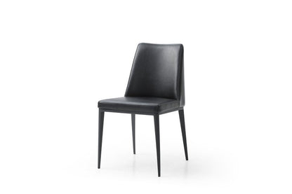Black Faux Leather And Metal Dining Parsons Chair HomeRoots
