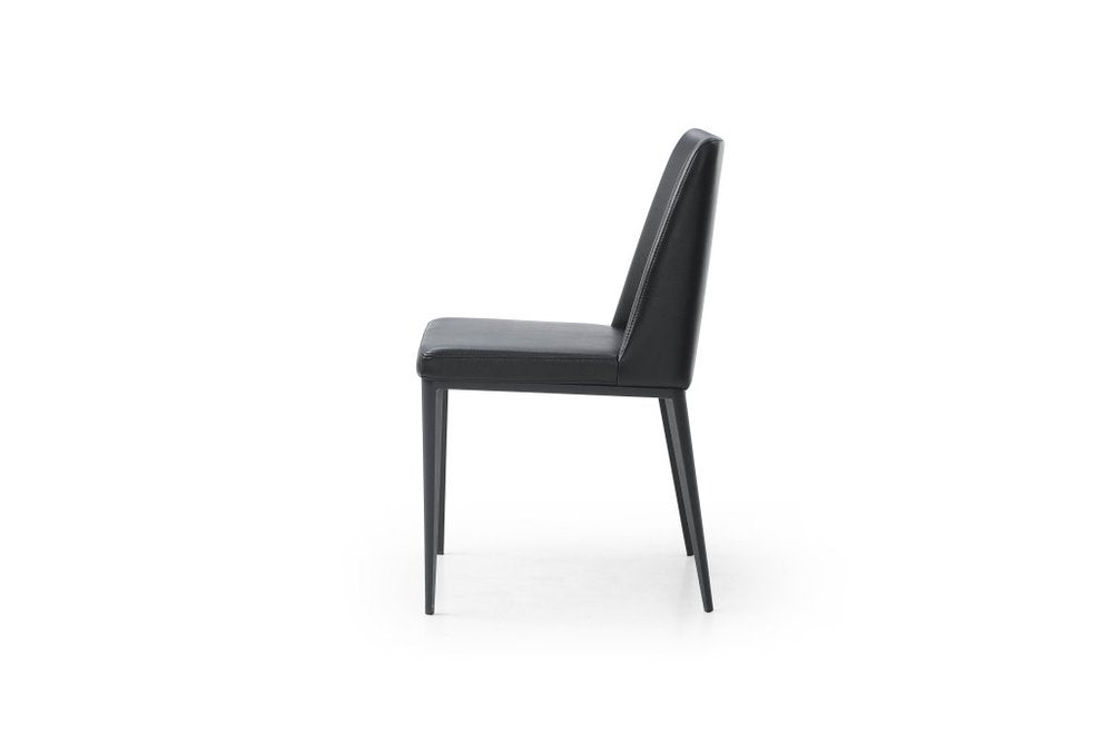 Black Faux Leather And Metal Dining Parsons Chair HomeRoots